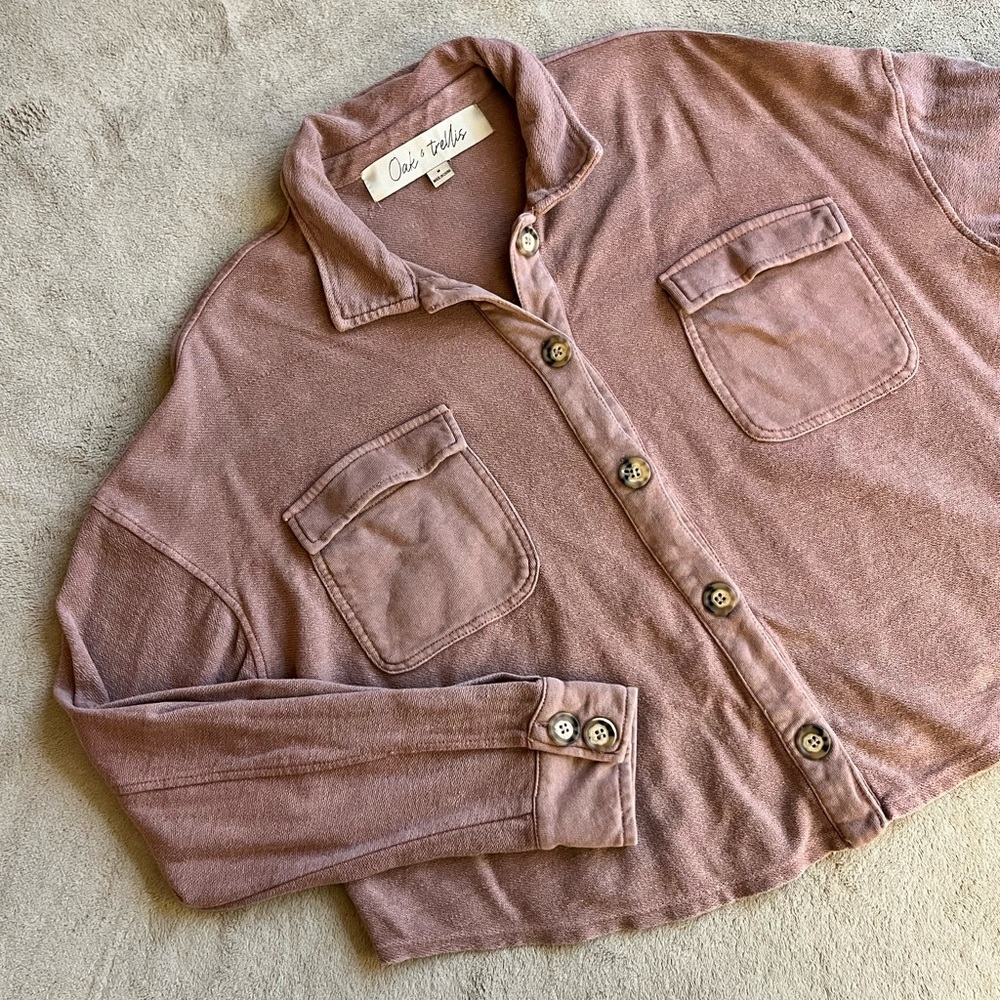 Oak & Trellis Reverse French Terry Shacket - Picture 6 of 13